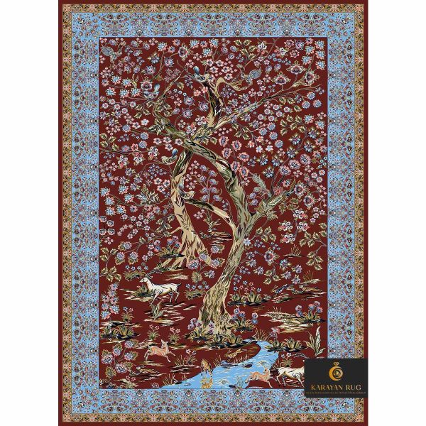 code 1014 derakhti design red color - karayan rug