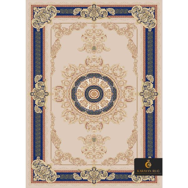 code 1093 beige color farance design silk carpet