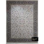 فرش افشان طرح گل مرغ رنگ کرم