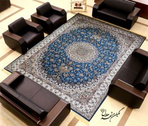 فرش 1200 شانه نازنین گل برجسته (هایبالک) سرمه ای