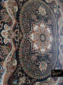 فرش کاشان طرح چیچک سرمه ای