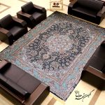 فرش طرح آدرینا 1200 شانه نگین مشهد هلال زمینه سرمه‌ای
