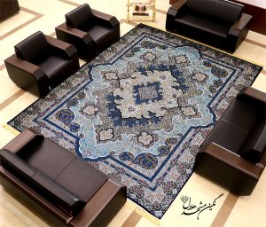 فرش کد 7022 سرمه‌ای 1200 شانه ساده