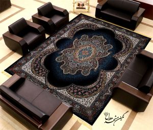 فرش کاشان طرح مهبد سرمه ای