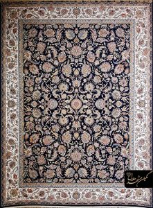فرش مشکی مدرن افشان گل درشت