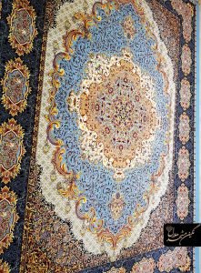 فرش 9 متری سرمه ای طرح میلان
