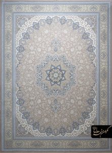 فرش 1200 شانه طرح اصفهان زمینه نقره ای کاشان