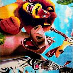 فرش اتاق کودک طرح کارتون ماداگاسکار