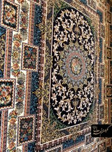 فرش ماشینی 700 شانه 8 رنگ قصر گل آبی فرش نگین مشهد