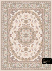 فرش 1200 شانه طرح ساریگل زمینه نسکافه ای کاشان