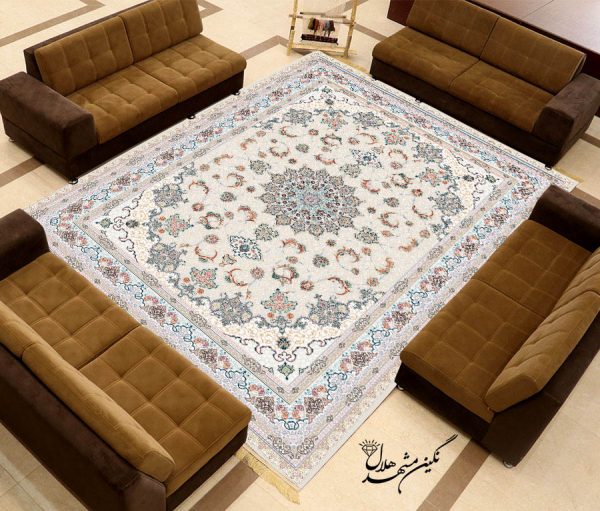 فرش ماشینی گل برجسته طرح خورشید
