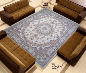 فرش ماشینی کاشان طرح ساری گل 1200 شانه گل برجسته