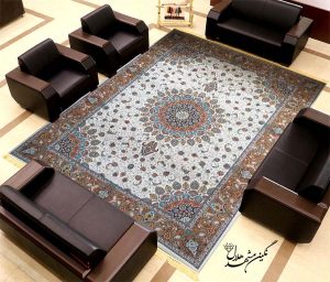 فرش 1000 شانه طرح نائین زمینه دلفینی