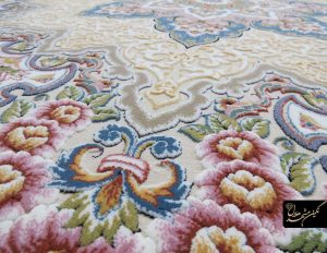 طرح زیبای فرش ۱۲۰۰ شانه اصفهان گل برجسته