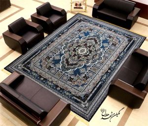 فرش سرمه ای ساده دستباف گونه طرح آرتین