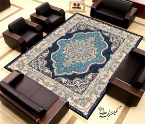 فرش ماشینی 1200 شانه برجسته فرح زمینه آبی