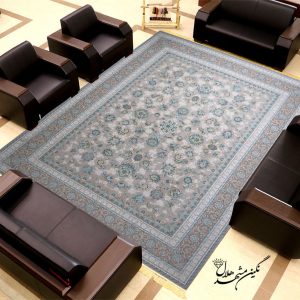 فرش نگین مشهد هلال طرح افشان نقره‌ای 12 متری