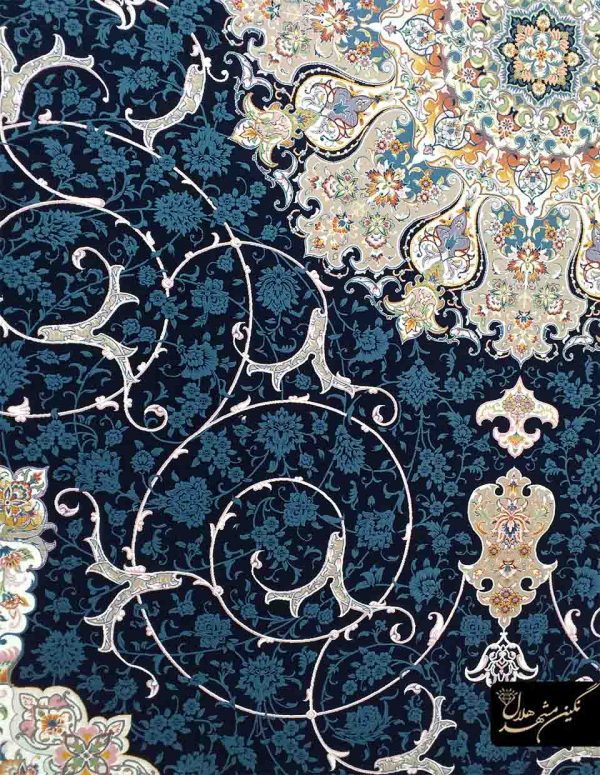 فرش طرح بهشت سرمه ای اکریلیک