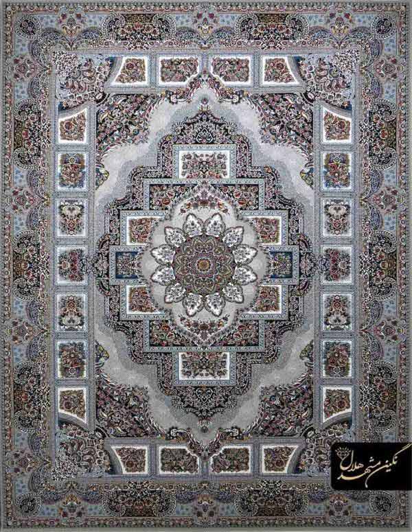 فرش ماشینی اکریلیک طرح حوض نقره زمینه فیلی