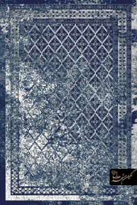 فرش وینتیج ماشینی طرح ترک زمینه سرمه ای