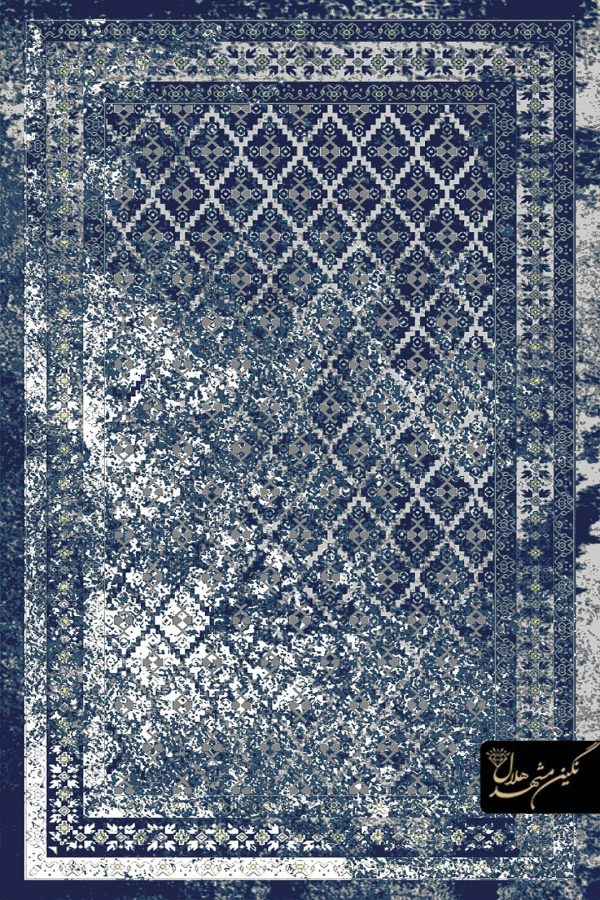 فرش وینتیج ماشینی طرح ترک زمینه سرمه ای