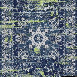 فرش وینتیج زمینه سرمه‌ای