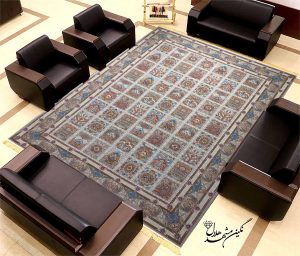 فرش ۷۰۰ شانه طرح خشتی زمینه کرم