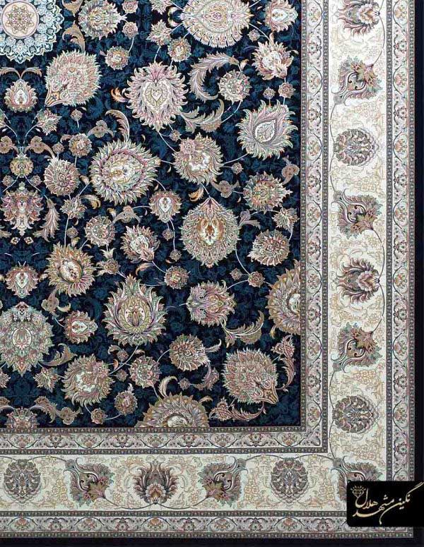 فرش سرمه ای گل درشت ۱۲۰۰ شانه