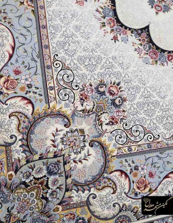 فرش ماشینی طرح نیلا زمینه کرم