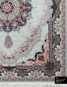 فرش 700 شانه نیلگون زمینه نقره ای