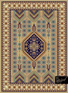 گلیم ماشینی نگین مشهد هلال زمینه بژ