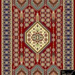 گلیم فرش لوزی زمینه قرمز با نخ جنس بی سی اف