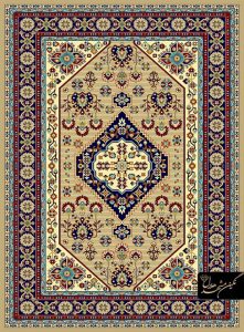 گلیم ماشینی قشقایی زمینه بژ