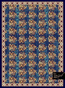 فرش گلیم طرح گل زمینه سرمه ای