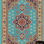 گلیم فرش ماشینی سنتی آبی فیروزه ای