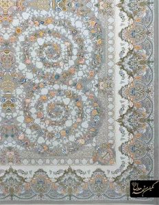 فرش طرح افشان نقره ای با نخ اکریلیک هست ست شده