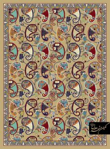 گلیم ماشینی طرح اسلیمی زمینه کرم