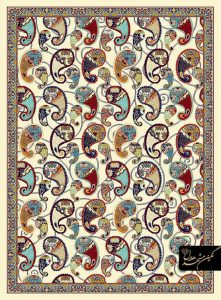 گلیم ماشینی طرح اسلیمی فاقد پرز