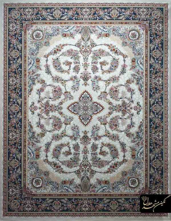 فرش نقشه مینا کرم 700 شانه گل برجسته