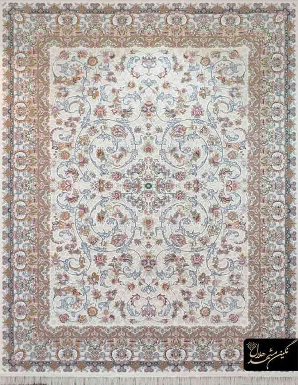 فرش 700 شانه برجسته افشان زرین زمینه سفید
