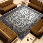فرش ماشینی برجسته طرح مینا زمینه سفید