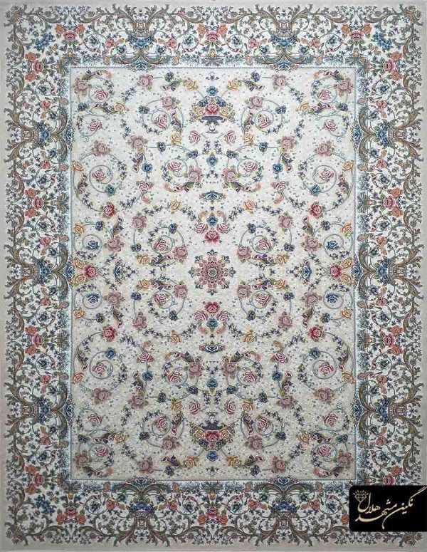فرش طرح گل پری هفتصد شانه با تراکم بالا