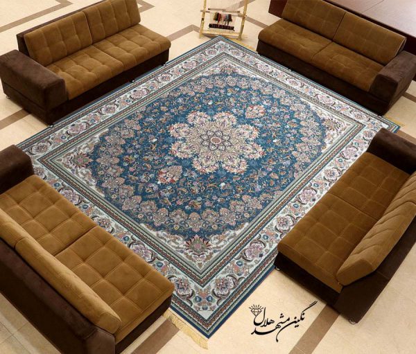 طرح فرش میخک آبی گلبرجسته