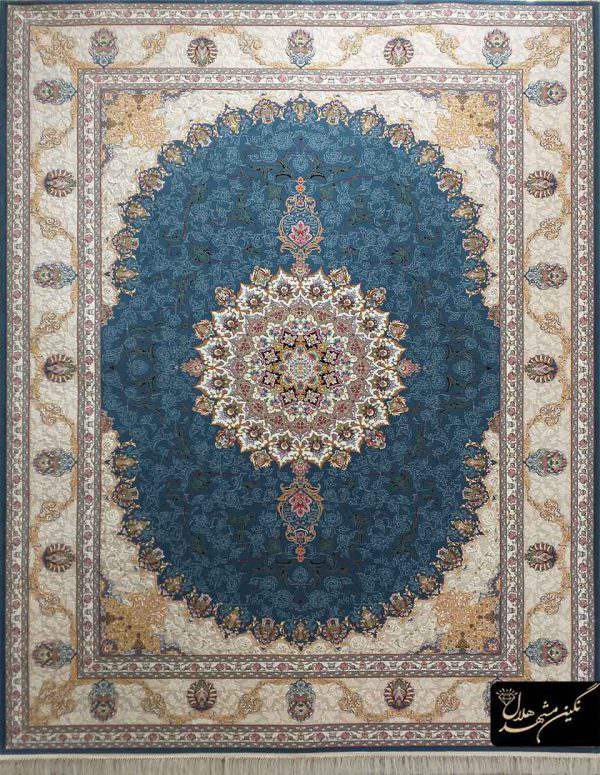 فرش هشت رنگ طرح مایسا زمینه آبی