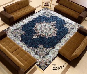 فرش 700 شانه طرح سیروان زمینه سرمه ای