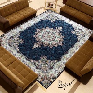 فرش 700 شانه طرح سیروان زمینه سرمه ای