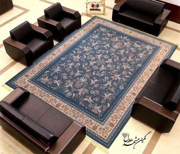 فرش 700 شانه افشان درباری آبی