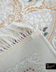 فرش افشان کرم صورتی گل برجسته