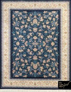 فرش 700 شانه برجسته افشان درباری سرمه ای