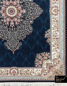 فرش سرمه ای ماشینی طرح آماندا